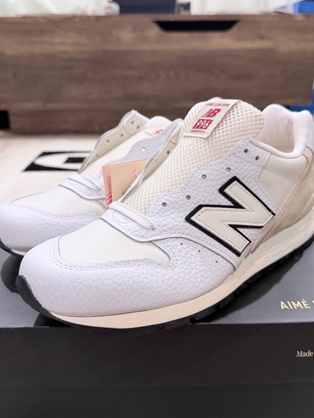 Aime Leon Dore X New Balance 996 Made in USA White Leather Sneakers Shoes